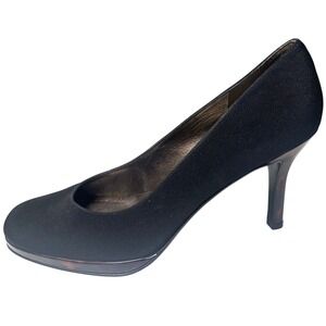 Stuart Weitzman Black Pumps Tortoiseshell Heel Platform Narrow‎ AA 9.5